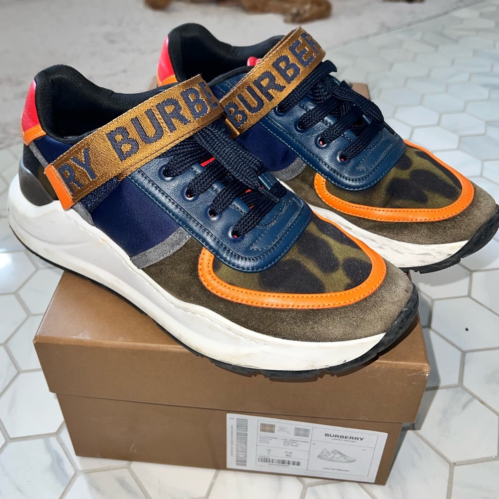 BURBERRY Ronnie Mixed Media Sneakers - Picture 3 of 13